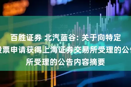 百胜证券 北汽蓝谷: 关于向特定对象发行股票申请获得上海证券交易所受理的公告内容摘要